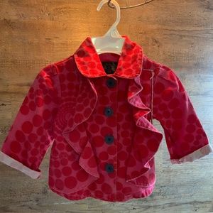 Stella & Steve Ruffled Pink & Red Polka Dot Jacket - 24 month youth